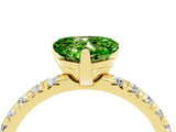 Yellow gold Heart Cut Peridot Solitaire Pavé Engagement Ring with Round Band and Prong Setting_16