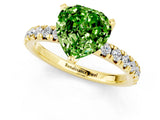 Yellow gold Heart Cut Peridot Solitaire Pavé Engagement Ring with Round Band and Prong Setting_67