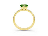 Yellow gold Heart Cut Peridot Solitaire Pavé Engagement Ring with Round Band and Prong Setting_69