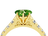 Yellow gold Heart Cut Peridot Solitaire Ring with Cathedral Setting and Pavé Band_4