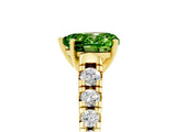 Yellow gold Heart Cut Peridot Solitaire Ring with Cathedral Setting and Pavé Band_5