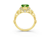 Yellow gold Heart Cut Peridot Solitaire Ring with Filigree Band and Four-Prong Setting_27