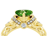 Yellow gold Heart Cut Peridot Solitaire Ring with Filigree Band and Four-Prong Setting_28