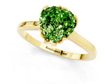 Yellow gold Heart Cut Peridot Solitaire Ring with Flower Prong Setting and Classic Band_13