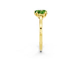 Yellow gold Heart Cut Peridot Solitaire Ring with Flower Prong Setting and Classic Band_14
