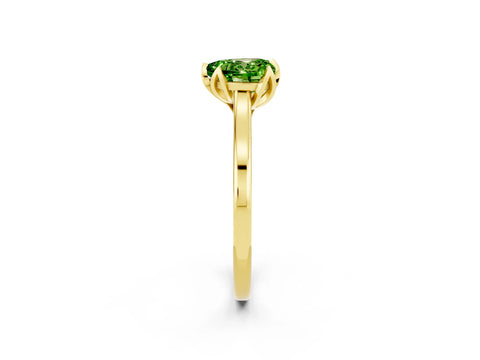 Yellow gold Heart Cut Peridot Solitaire Ring with Flower Prong Setting and Classic Band_14