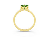 Yellow gold Heart Cut Peridot Solitaire Ring with Flower Prong Setting and Classic Band_15
