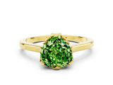 Yellow gold Heart Cut Peridot Solitaire Ring with Flower Prong Setting and Classic Band_36