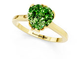 Yellow gold Heart Cut Peridot Solitaire Ring with Flower Prong Setting and Classic Band_37