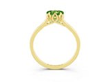 Yellow gold Heart Cut Peridot Solitaire Ring with Flower Prong Setting and Classic Band_39