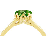 Yellow gold Heart Cut Peridot Solitaire Ring with Flower Prong Setting and Classic Band_40