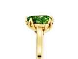 Yellow gold Heart Cut Peridot Solitaire Ring with Flower Prong Setting and Classic Band_41