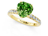 Yellow gold Heart Cut Peridot Solitaire Ring with Pavé Accents and Four-Prong Setting_1