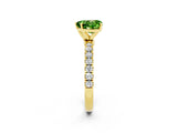 Yellow gold Heart Cut Peridot Solitaire Ring with Pavé Accents and Four-Prong Setting_2