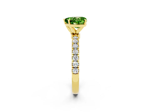 Yellow gold Heart Cut Peridot Solitaire Ring with Pavé Accents and Four-Prong Setting_2