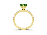 Yellow gold Heart Cut Peridot Solitaire Ring with Pavé Accents and Four-Prong Setting_3