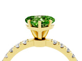 Yellow gold Heart Cut Peridot Solitaire Ring with Pavé Accents and Four-Prong Setting_4
