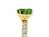 Yellow gold Heart Cut Peridot Solitaire Ring with Pavé Accents and Four-Prong Setting_5