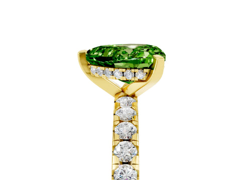 Yellow gold Heart Cut Peridot Solitaire Ring with Pavé Band and Four-Prong Setting_29