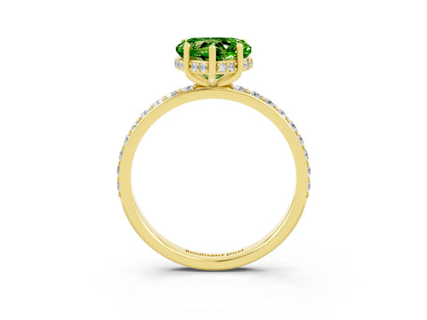 Yellow gold Heart Cut Peridot Solitaire Ring with Pavé Band and Hidden Halo_15