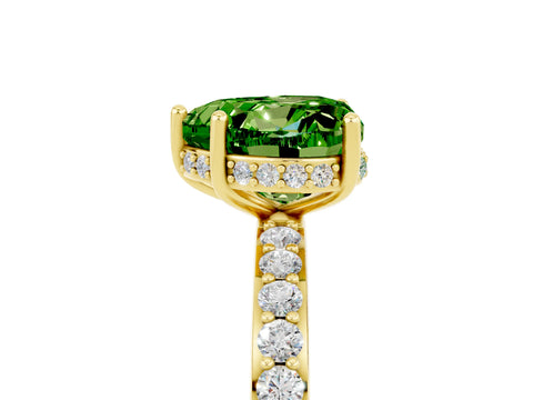 Yellow gold Heart Cut Peridot Solitaire Ring with Pavé Band and Hidden Halo_17