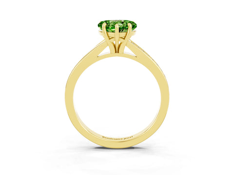 Yellow gold Heart Cut Peridot Solitaire Ring with Pavé Band and Prong Setting_15