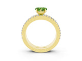 Yellow gold Heart Cut Peridot Solitaire Ring with Pavé and Channel Set Band_3