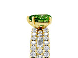 Yellow gold Heart Cut Peridot Solitaire Ring with Pavé and Channel Set Band_5