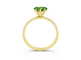 Yellow gold Heart Cut Peridot Solitaire Ring with Pave Band and Four Prong Setting_15