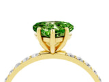 Yellow gold Heart Cut Peridot Solitaire Ring with Pave Band and Four Prong Setting_16