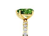 Yellow gold Heart Cut Peridot Solitaire Ring with Pave Band and Four Prong Setting_17