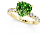Yellow gold Heart Cut Peridot Solitaire Ring with Round  Pavé Band and Four-Prong Setting_37