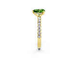 Yellow gold Heart Cut Peridot Solitaire Ring with Round  Pavé Band and Four-Prong Setting_38