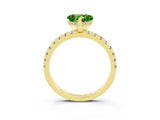 Yellow gold Heart Cut Peridot Solitaire Ring with Round  Pavé Band and Four-Prong Setting_39