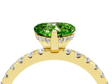 Yellow gold Heart Cut Peridot Solitaire Ring with Round  Pavé Band and Four-Prong Setting_40