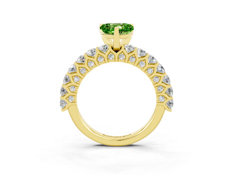 Yellow gold Heart Cut Peridot Solitaire Ring with Shared Prong Pavé Band and Four-Prong Setting_15