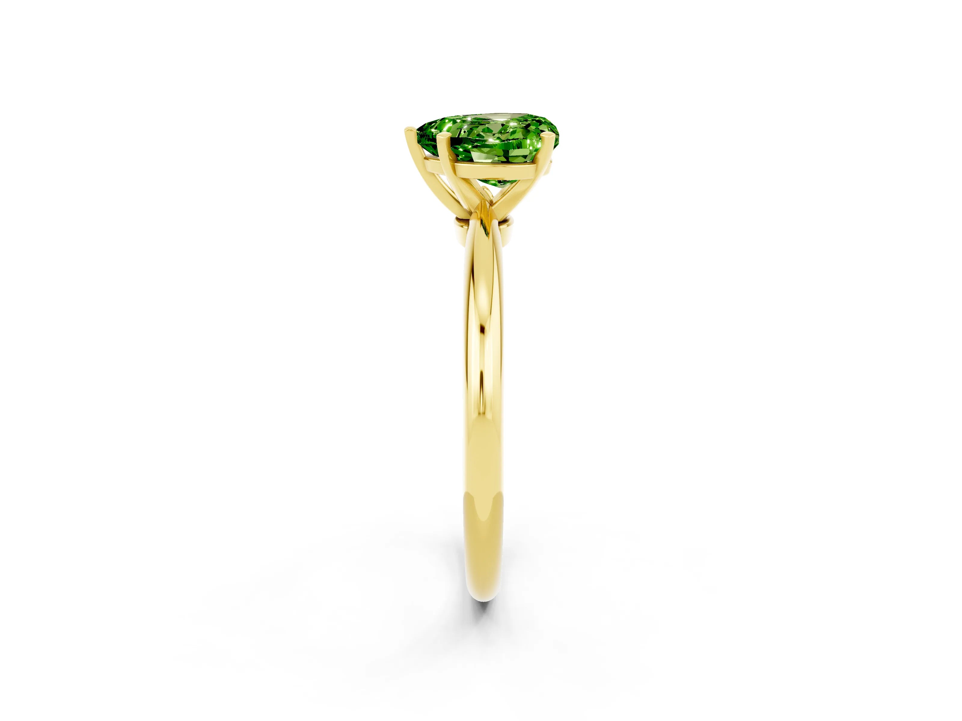 Yellow gold Heart Cut Peridot Solitaire Ring with Six-Prong Setting and Classic Band_2