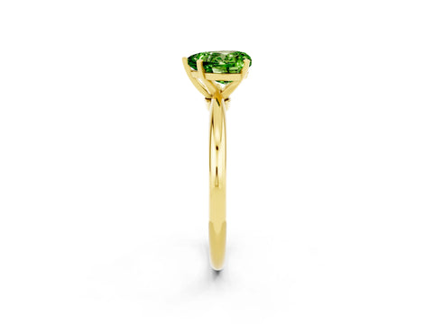 Yellow gold Heart Cut Peridot Solitaire Ring with Six-Prong Setting and Classic Band_2