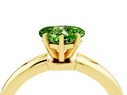 Yellow gold Heart Cut Peridot Solitaire Ring with Six-Prong Setting and Classic Band_4
