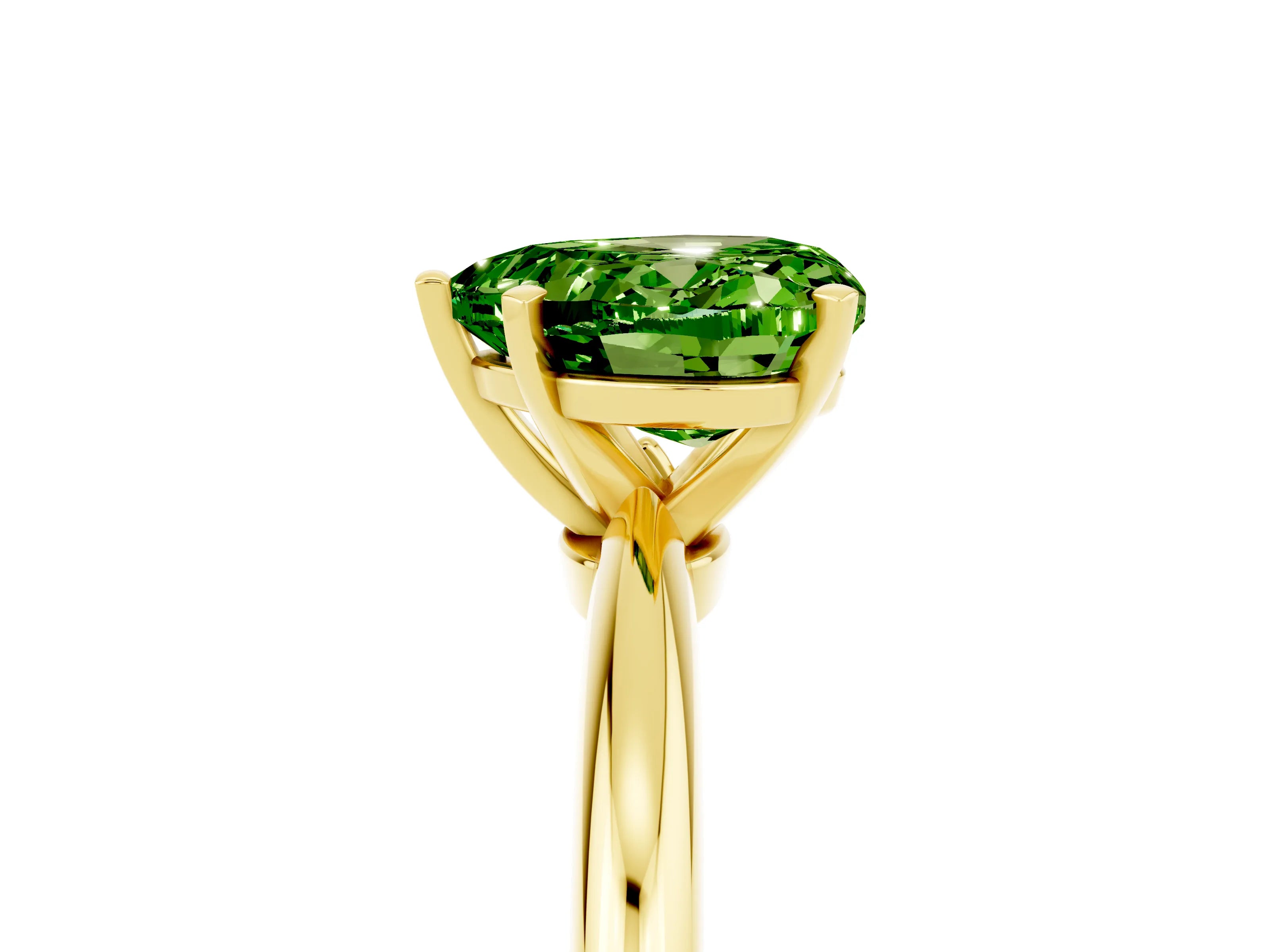 Yellow gold Heart Cut Peridot Solitaire Ring with Six-Prong Setting and Classic Band_5