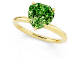 Yellow gold Heart Cut Peridot Solitaire Ring with Thin Band and Four-Prong Setting_1