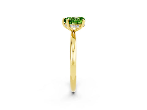 Yellow gold Heart Cut Peridot Solitaire Ring with Thin Band and Four-Prong Setting_2