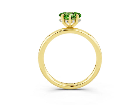 Yellow gold Heart Cut Peridot Solitaire Ring with Thin Band and Four-Prong Setting_3