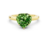 Yellow gold Heart Cut Peridot Solitaire Ring with Thin Band and Prong Setting_12