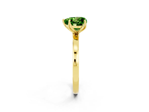 Yellow gold Heart Cut Peridot Solitaire Ring with Thin Band and Prong Setting