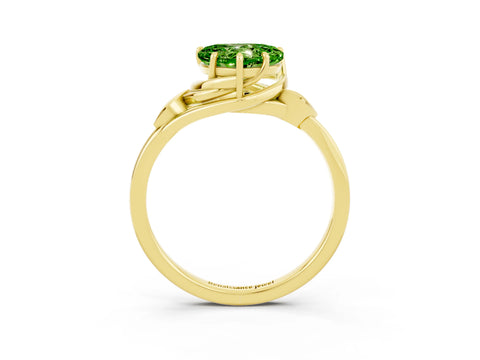 Yellow gold Heart Cut Peridot Solitaire Ring with Twist Band and Four-Prong Setting_27