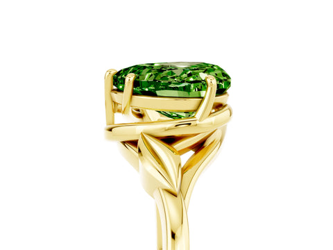 Yellow gold Heart Cut Peridot Solitaire Ring with Twist Band and Four-Prong Setting_29