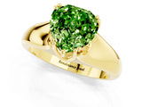 Yellow gold Heart Cut Peridot Solitaire Ring with Wide Band and Prong Setting_1