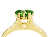 Yellow gold Heart Cut Peridot Solitaire Ring with Wide Band and Prong Setting_4