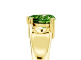 Yellow gold Heart Cut Peridot Solitaire Ring with Wide Band and Prong Setting_5